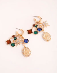 Gold Star and Stone Cluster Earrings - link has visual effect only