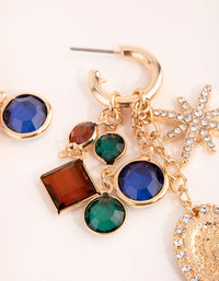Gold Star and Stone Cluster Earrings - link has visual effect only