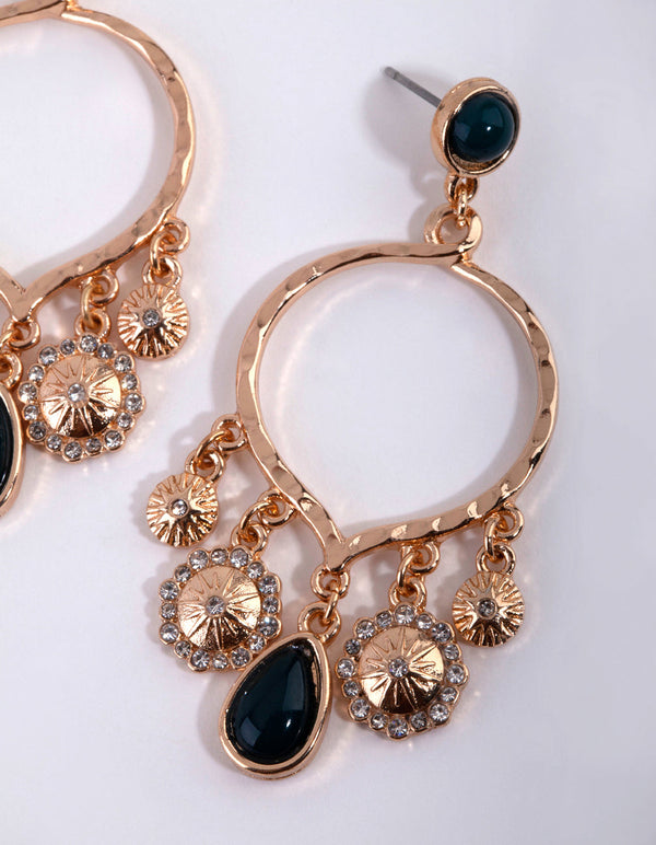 Gold Enamel Star Drop Earrings