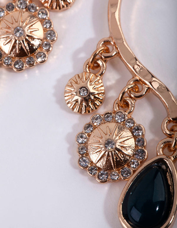 Gold Enamel Star Drop Earrings
