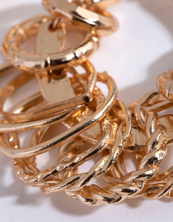 Gold Multi Ring Drop Earrings