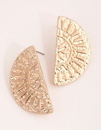 Washed Gold Embossed Half Dome Stud Earrings - link has visual effect only
