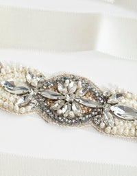 Embossed Beaded Detail Satin Belt - link has visual effect only
