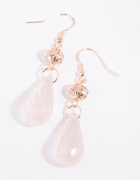 Rose Gold Long Facet Bead Drop Earrings - link has visual effect only