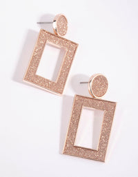 Rose Gold Rectangular Glitter Earrings - link has visual effect only