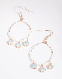 Rose Gold White Beaded Diamante Drop Earrings - link has visual effect only