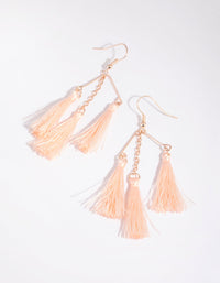 Rose Gold Triple Tassel Drop Earrings - link has visual effect only