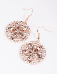 Rose Gold Diamante Flower Wheel Drop Earrings - link has visual effect only