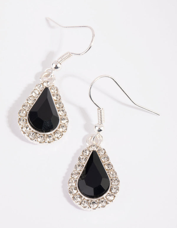 Silver Diamante Regal Drop Earrings