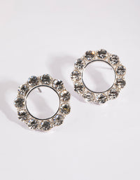 Silver Diamante Open Circle Stud Earrings - link has visual effect only