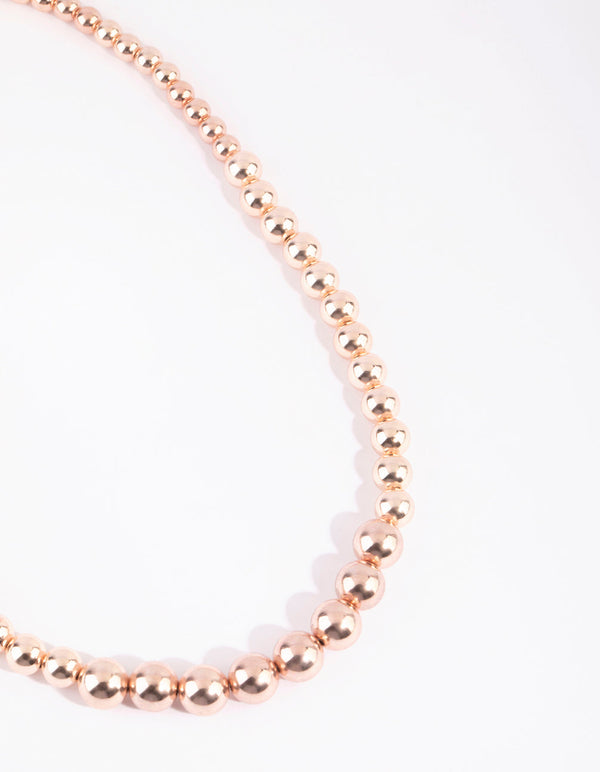 Rose Gold Graduated Bead Short Necklace