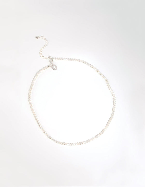 Silver Small Pearl Short Necklace