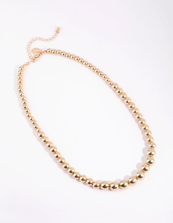 Gold Graduated Bead Short Necklace
