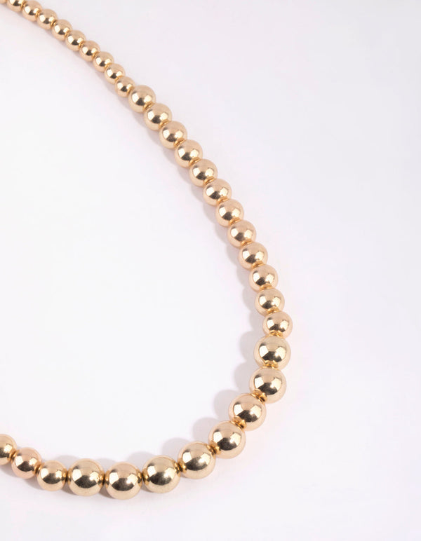 Gold Graduated Bead Short Necklace
