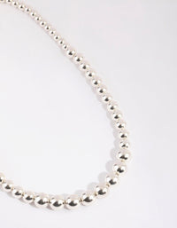 Rhodium Graduated Bead Short Necklace - link has visual effect only