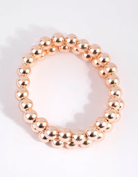Rose Gold Ball Bead Stretch Bracelet Set - link has visual effect only