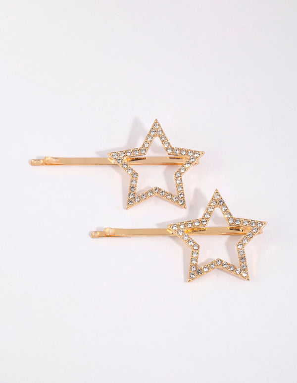 Gold Diamante Star Clip Pack