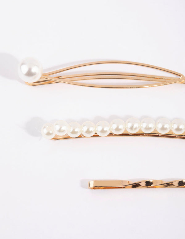 Gold Pearl and Twist Clip Pack