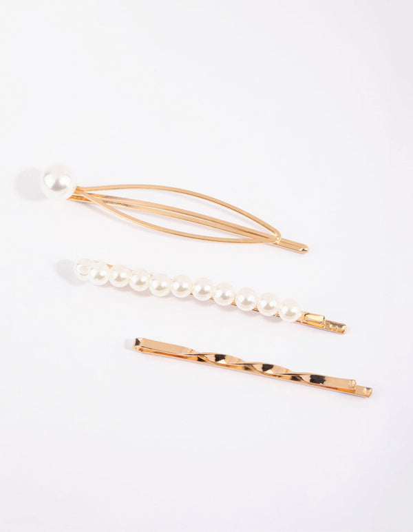 Gold Pearl and Twist Clip Pack