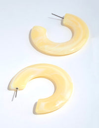 Yellow Acrylic Flat Marble Hoop Earrings - link has visual effect only