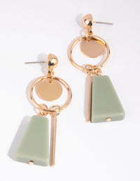 Gold Geometric Grey Stone Earrings - link has visual effect only