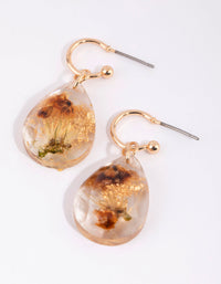 Gold and Brown Faceted Teardrop Flower Earrings - link has visual effect only