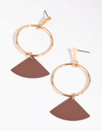 Gold and Brown Open Circle Fan Earrings - link has visual effect only