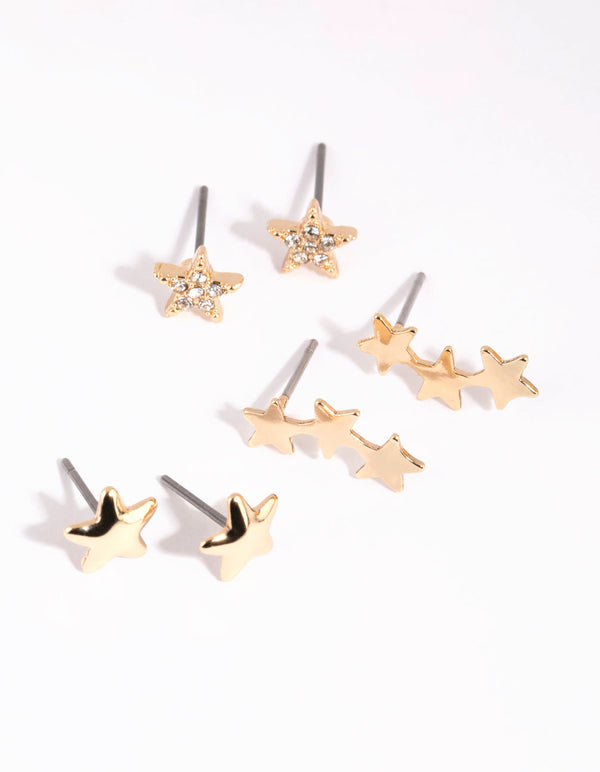 Gold Ultimate Star Stud Earring Pack