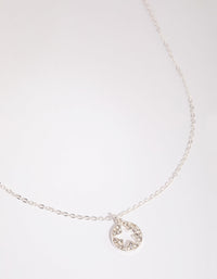 Silver Diamante Disc Open Star Necklace - link has visual effect only