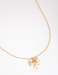 Gold Pearl and Leaf Cluster Necklace - link has visual effect only
