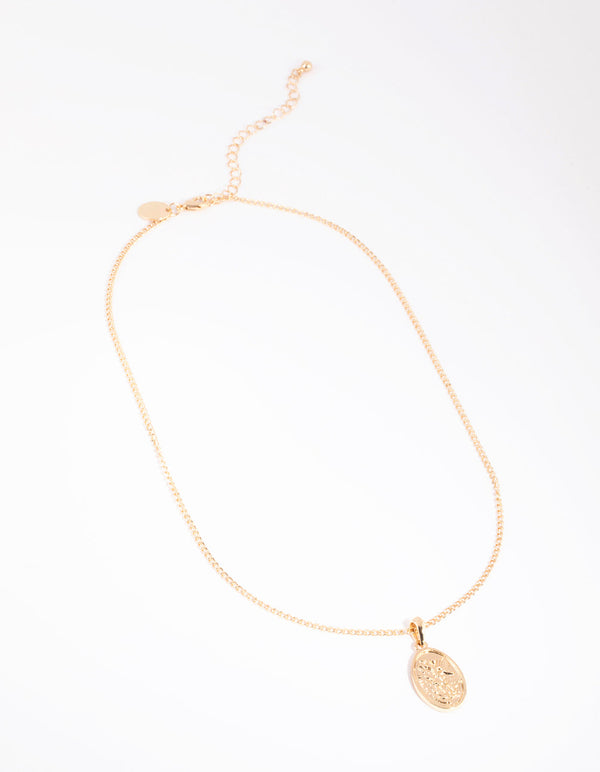 Gold Oval Pendant Angel Necklace