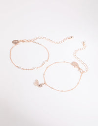 Rose Gold Pearl and Butterfly Bracelet Set - link has visual effect only