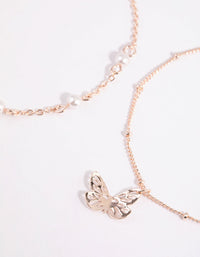 Rose Gold Pearl and Butterfly Bracelet Set - link has visual effect only