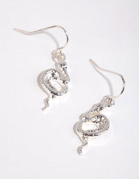 Silver Mini Curled Snake Drop Earrings - link has visual effect only