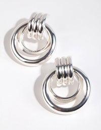 Silver Double Open Circle Drop Earrings - link has visual effect only