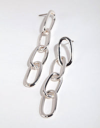 Silver Oval Chain Drop Earrings - link has visual effect only