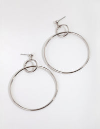 Rhodium Loop Open Disc Drop Earrings - link has visual effect only