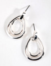 Silver Double Open Pear Stud Earrings - link has visual effect only