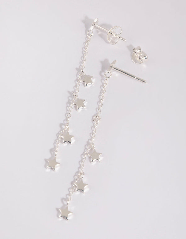 Sterling Silver Star Chain Drop Earrings