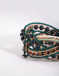 Gold and Green Beaded Bangle - link has visual effect only