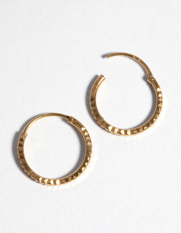 Kolczyki koła ze srebra próby 925, szlif diamentowy, 12 mm, pozłacane