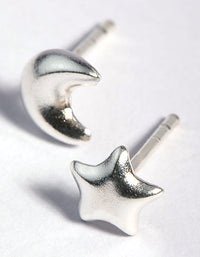 Sterling Silver Celestial Mismatched Stud Earrings - link has visual effect only