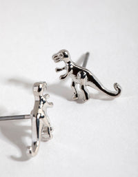 Rhodium T-Rex Stud Earrings - link has visual effect only