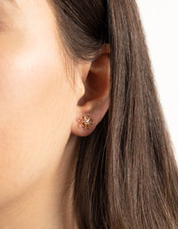 Gold Flower and Diamante Stud Earring Pack - link has visual effect only
