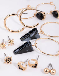 Gold Star Stud and Hoop Earring Pack - link has visual effect only