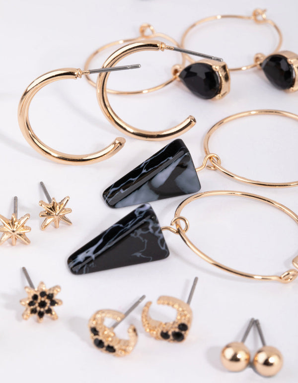 Gold Star Stud and Hoop Earring Pack