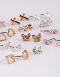 Mixed Metal Trendy Stud Earring Pack - link has visual effect only