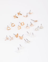Mixed Metal Trendy Stud Earring Pack - link has visual effect only