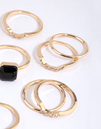 Gold Black Diamante Mixed Ring Pack - link has visual effect only