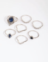 Rhodium Sapphire Mixed Ring Pack - link has visual effect only